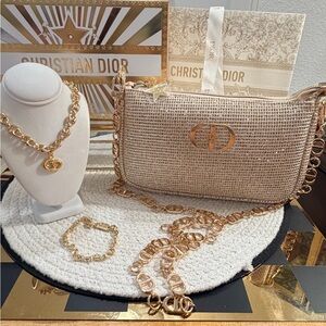 Dior Beaute Gold Holiday Crossbody Pouch, Novelty “CD” Bag Chain & MORE!!